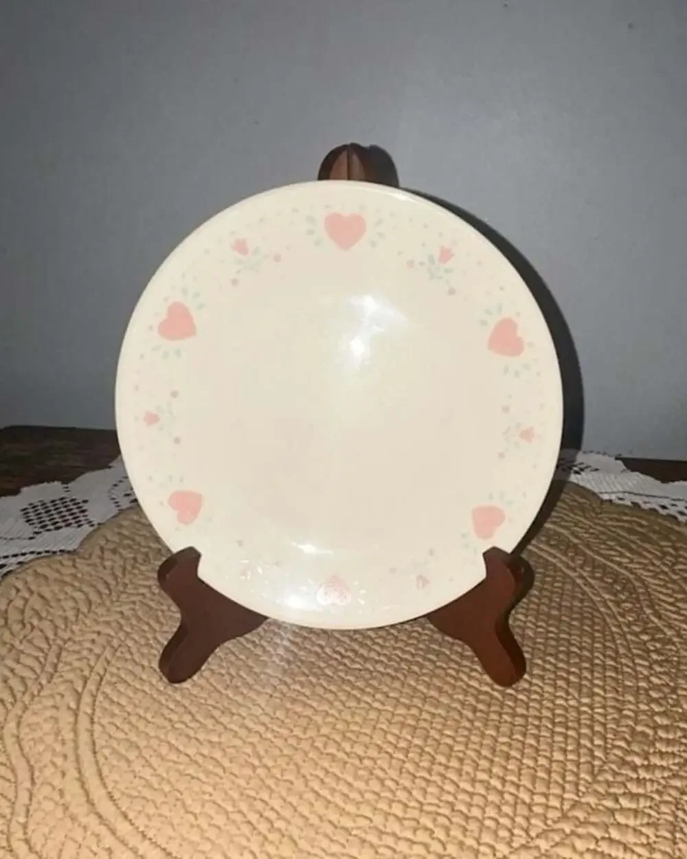 Corelle Forever Yours Dessert Bread and Butter Plate 6.75 in Pink Hearts Pattern